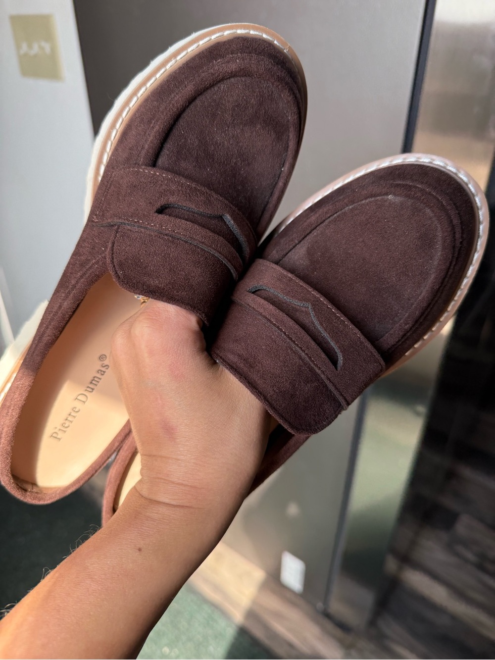 Pierre Dumas Women’s Brown Suede Slip-On Loafers